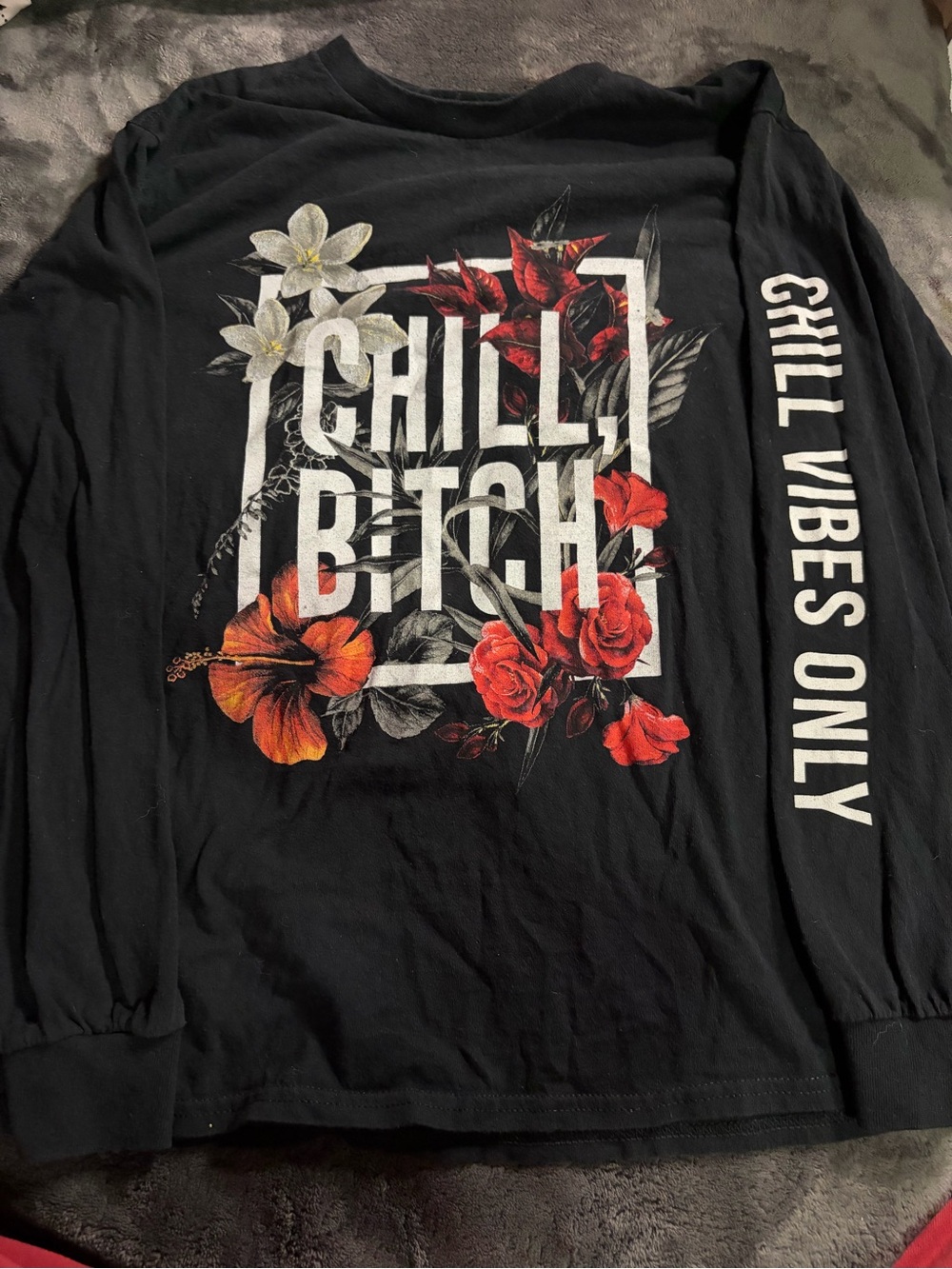 Spencer's Black Graphic Band Tee with Red Accent